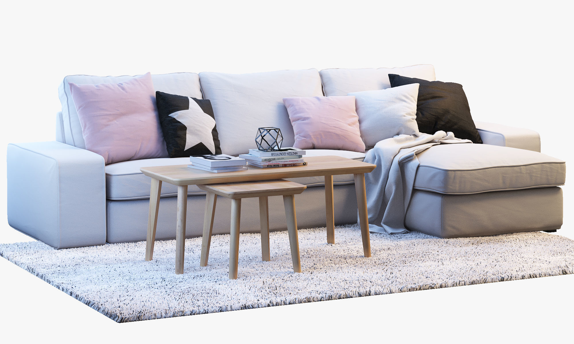 KIVIK 3 Two-seat sofa with chaise longue Ikea 3D model_2