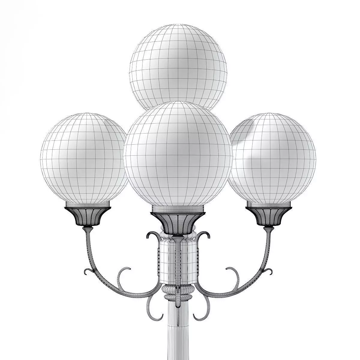 Triple Park Lamp 3D Model 3D model_4
