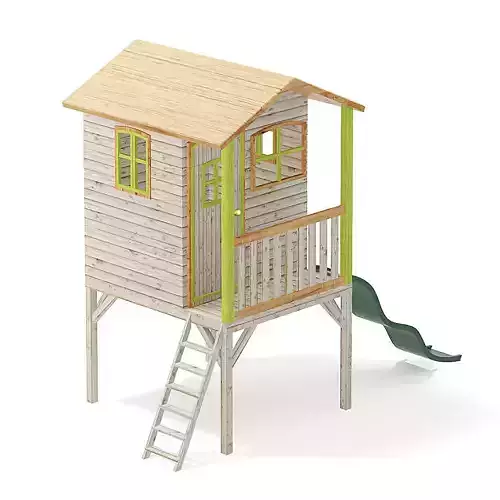 Children House with a Slide 3D Model