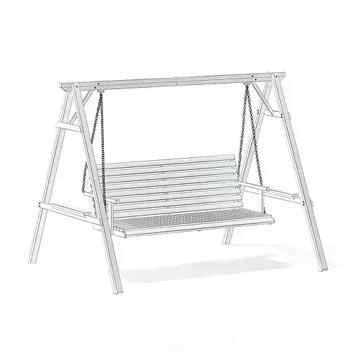 Wooden Garden Swing Chair 3D Model 3D model