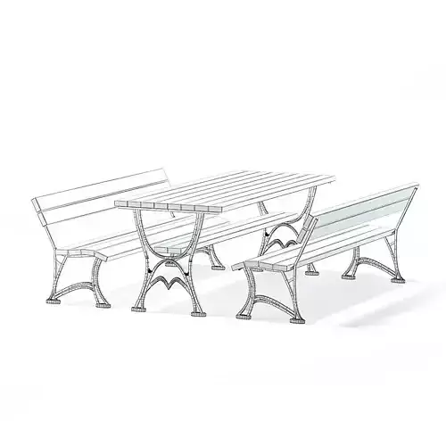 Table and Benches 3D Model 3D model