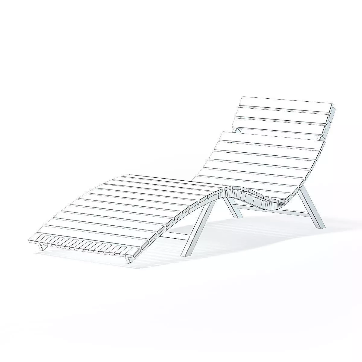 Wooden Deck Chair 3D Model 3D model_0