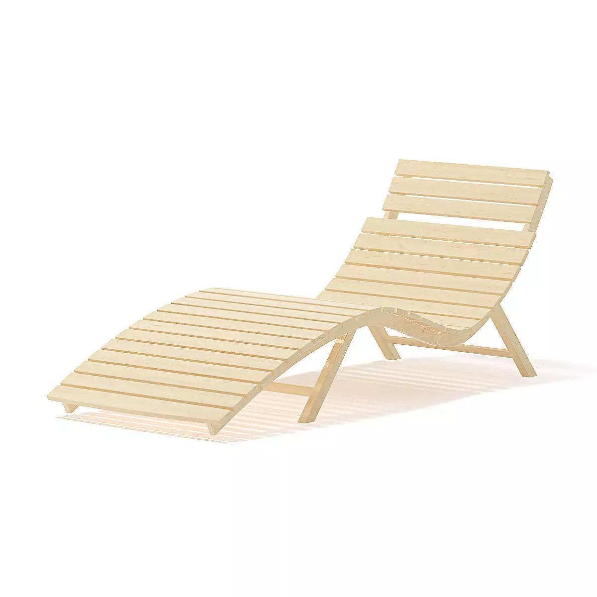 Wooden Deck Chair 3D Model 3D model_1