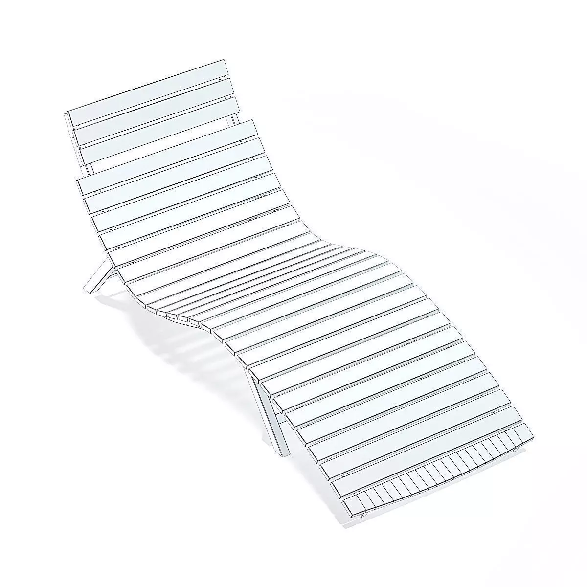 Wooden Deck Chair 3D Model 3D model_4