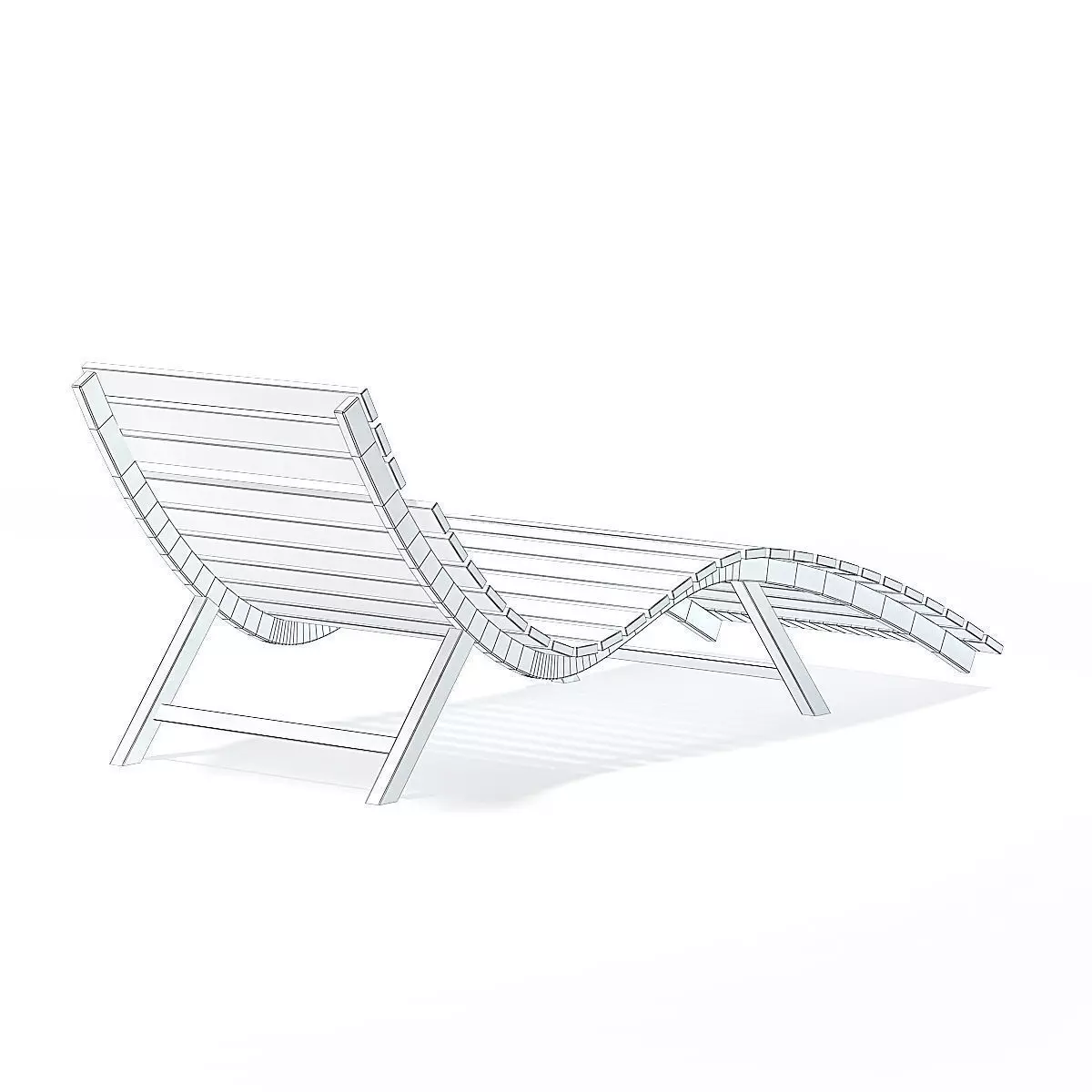 Wooden Deck Chair 3D Model 3D model_2