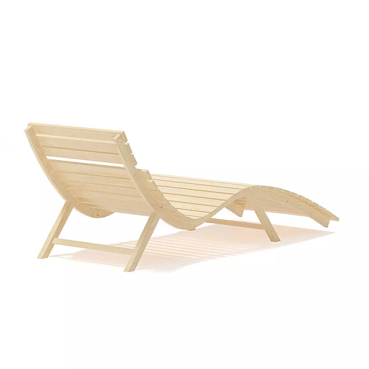 Wooden Deck Chair 3D Model 3D model_3