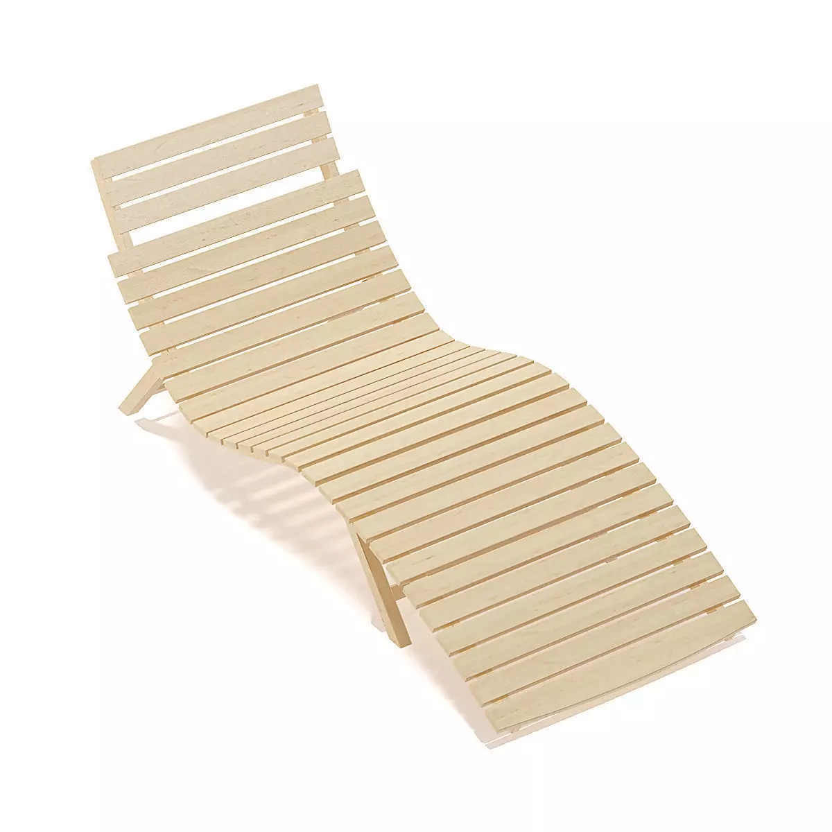 Wooden Deck Chair 3D Model 3D model_5