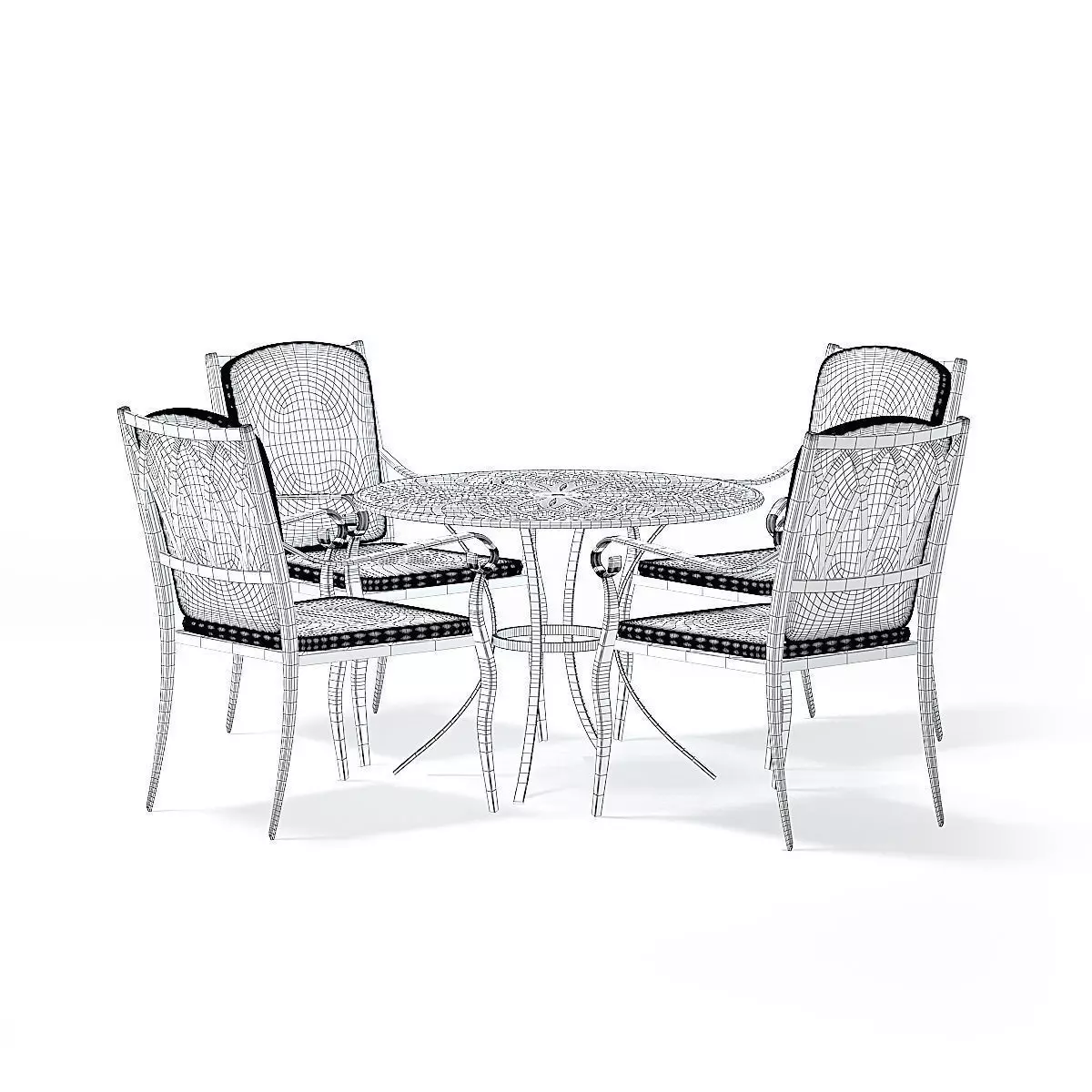 Garden Table Set 3D Model 3D model_0