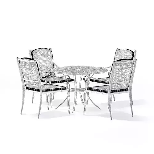 Garden Table Set 3D Model 3D model