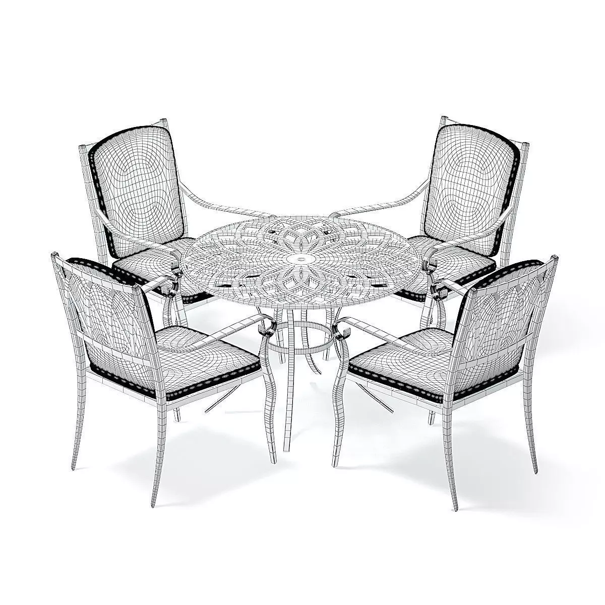 Garden Table Set 3D Model 3D model_4