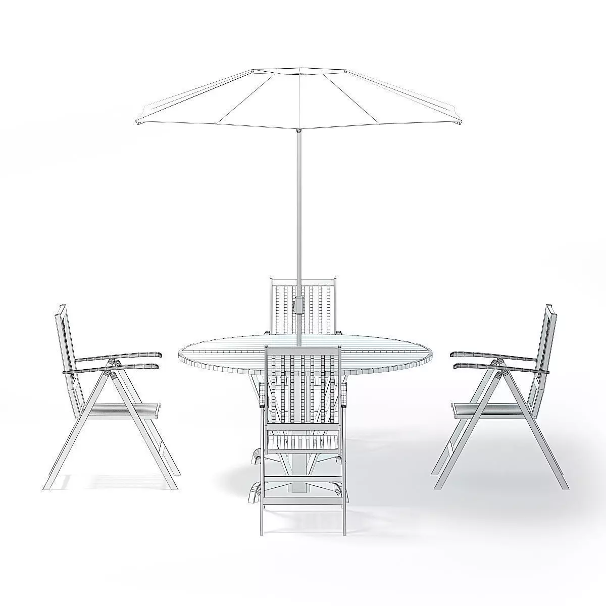 Garden Table Set 3D Model 3D model_2