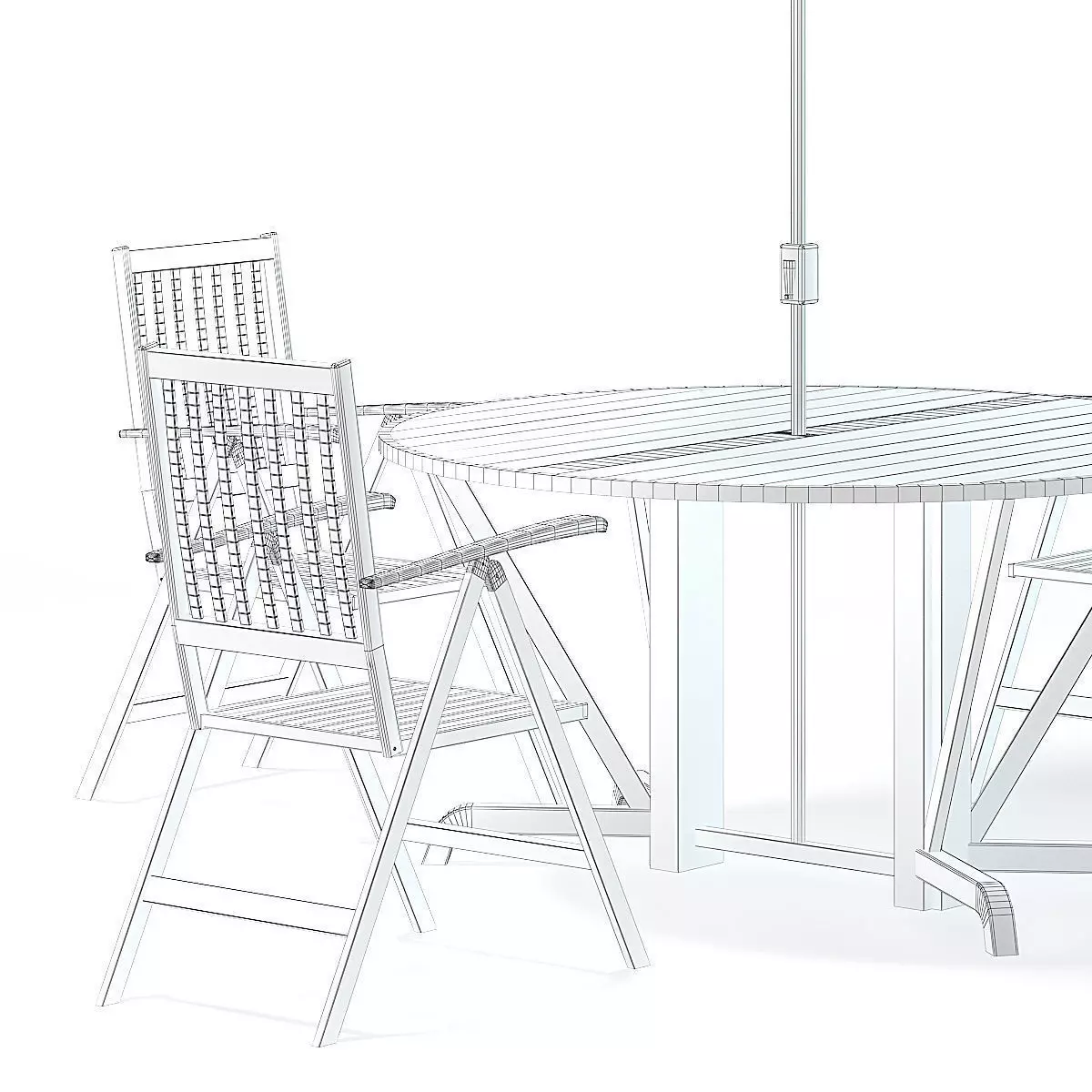 Garden Table Set 3D Model 3D model_4
