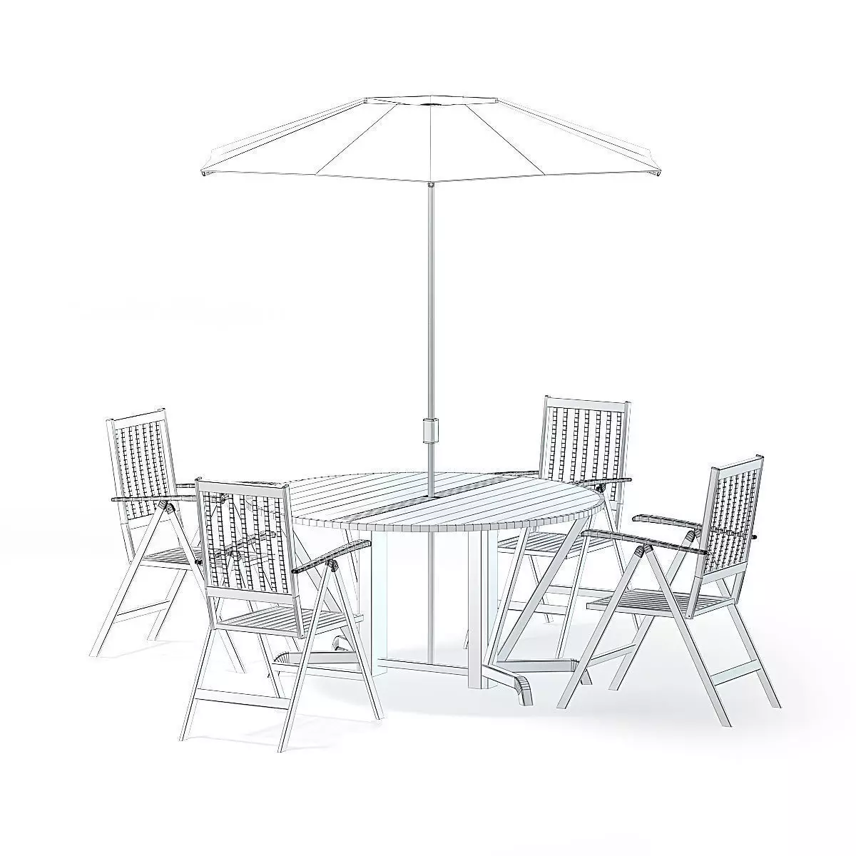 Garden Table Set 3D Model 3D model_0