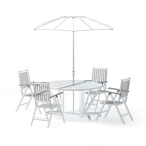 Garden Table Set 3D Model 3D model
