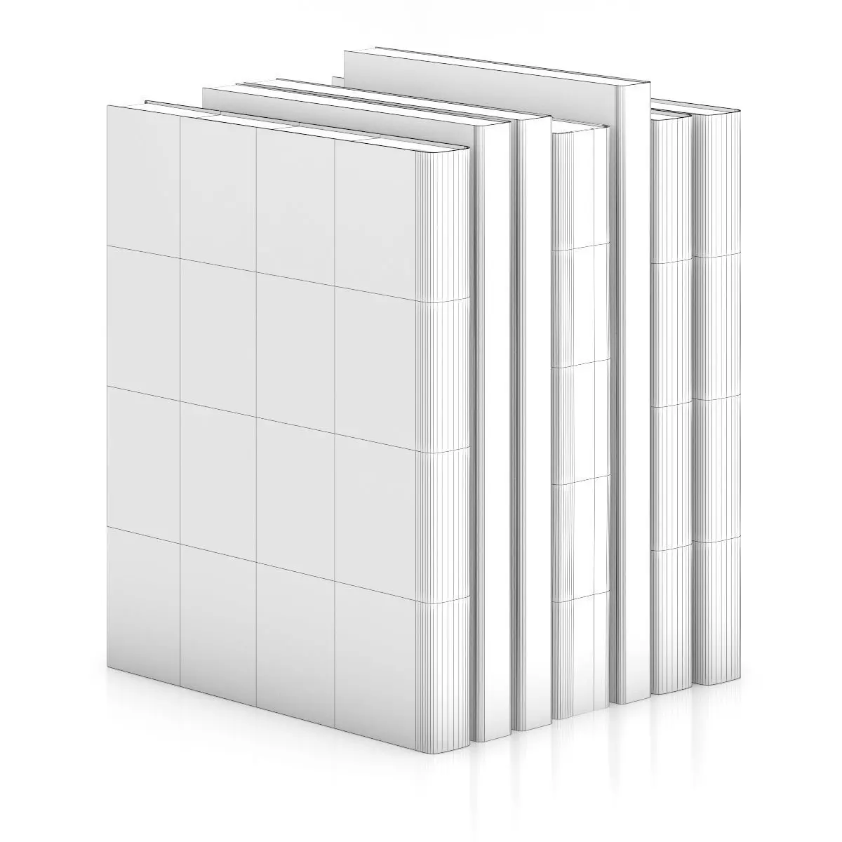 Books 3 stack of 3D model_3