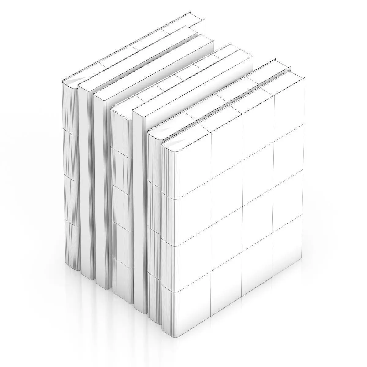 Books 3 stack of 3D model_5