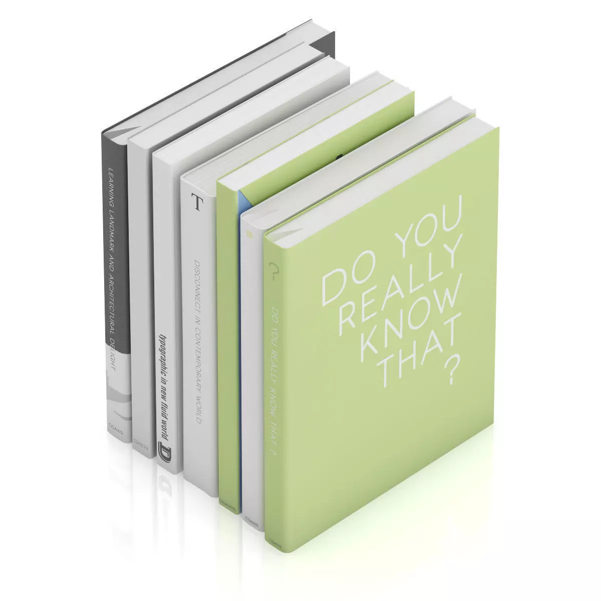 Books 3 stack of 3D model_4