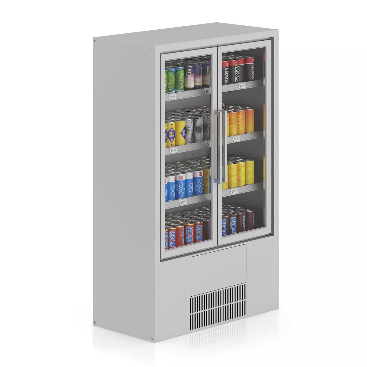 Market Fridge - Canned drinks 2 3D model_0