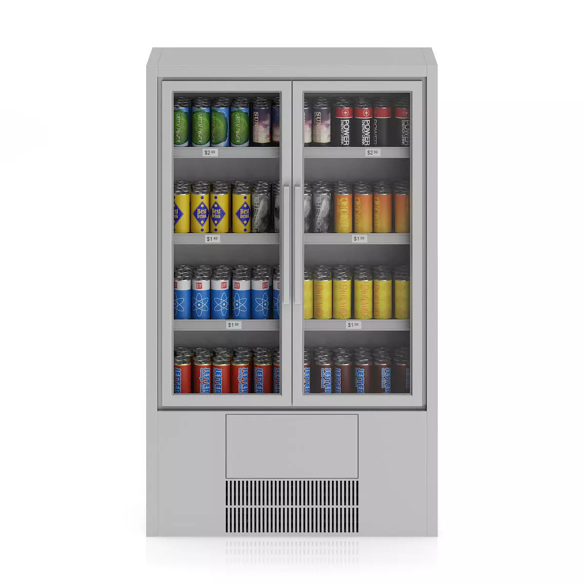 Market Fridge - Canned drinks 2 3D model_2