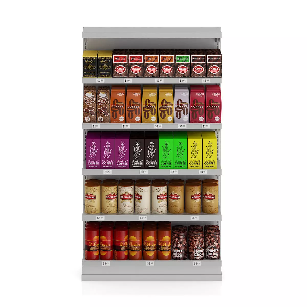 Market Shelf - Coffees 3D model_2