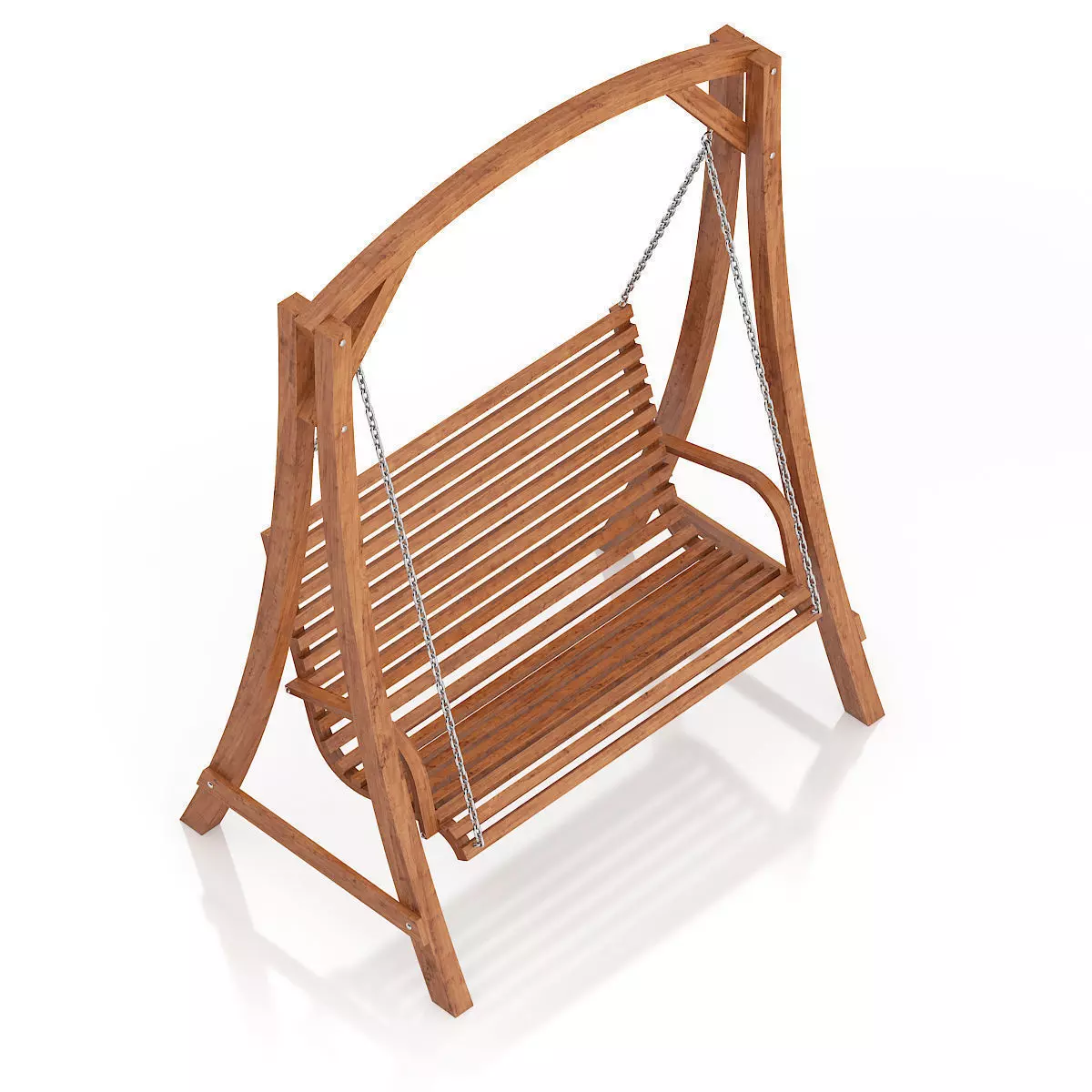 Wooden Bench Swing 3D model_4