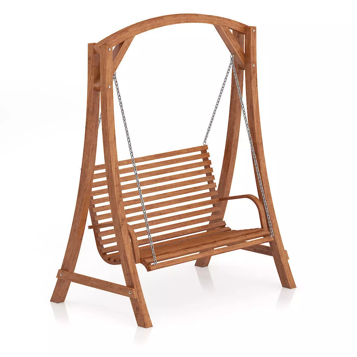 Wooden Bench Swing 3D model_0