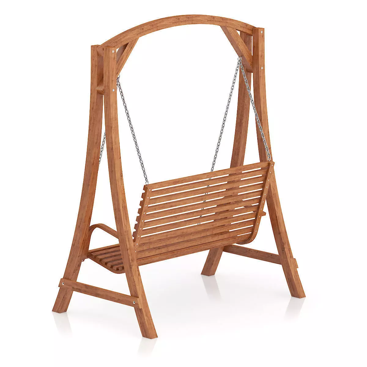 Wooden Bench Swing 3D model_2