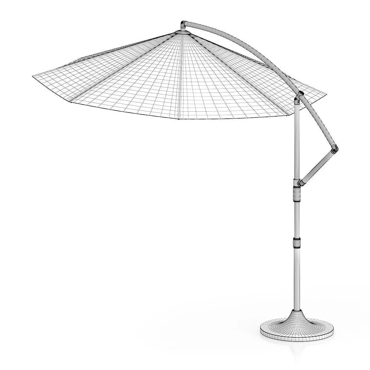 Round Beige Sunshade Umbrella 2 3D model_3