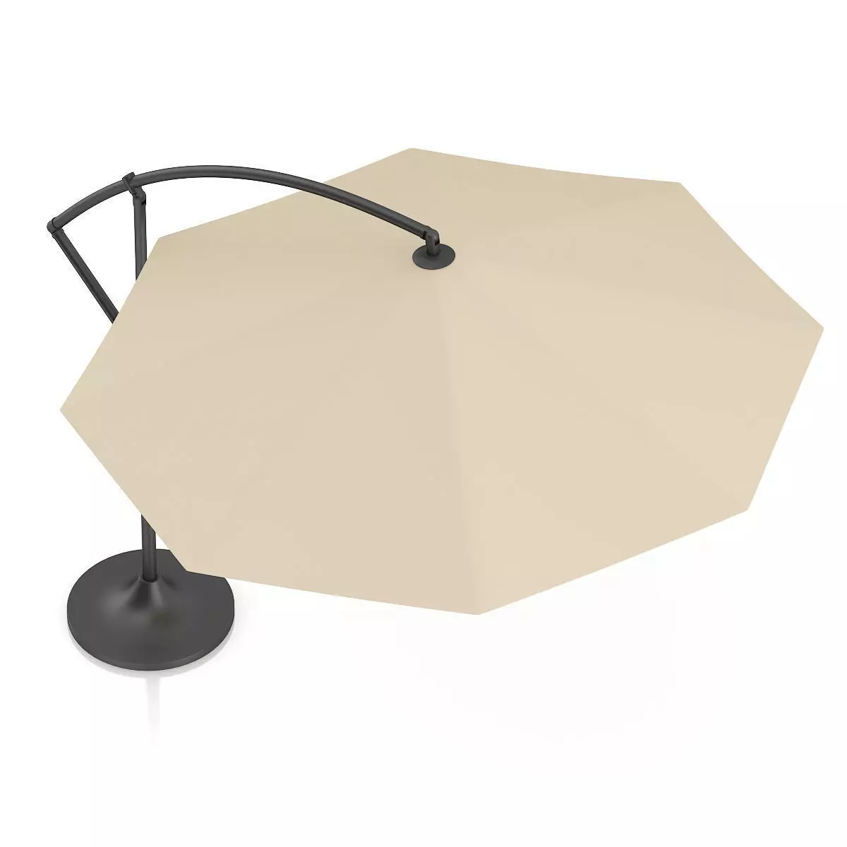 Round Beige Sunshade Umbrella 2 3D model_4