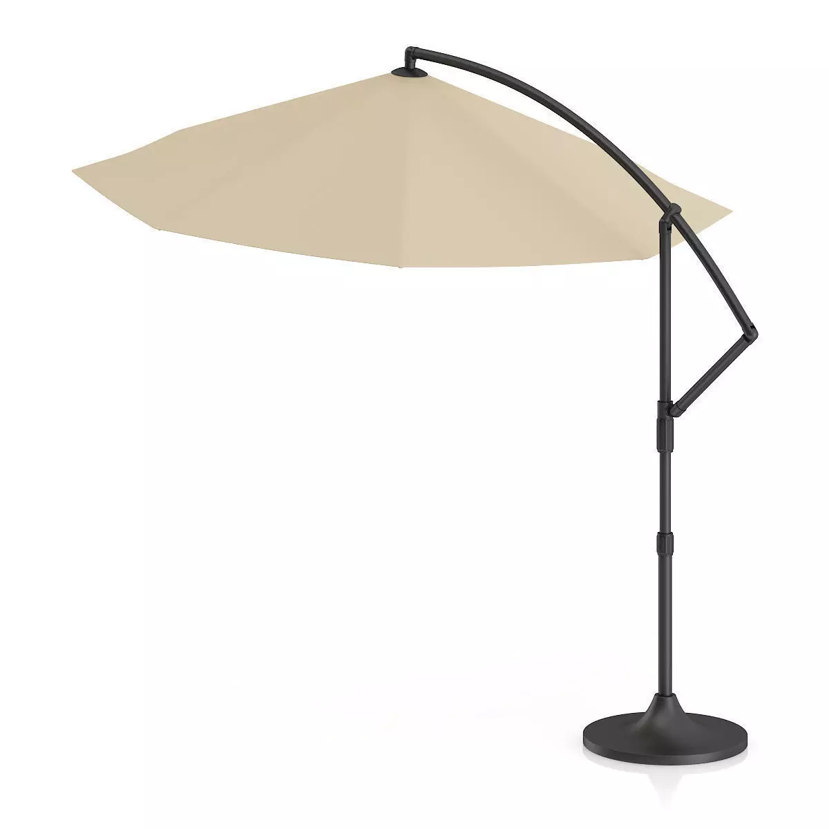Round Beige Sunshade Umbrella 2 3D model_2