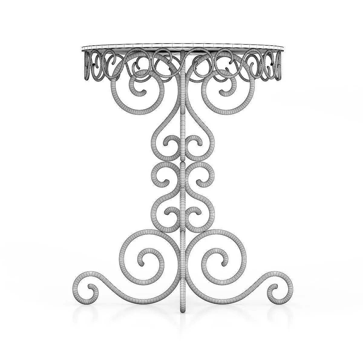 Small White Table 3D model_3