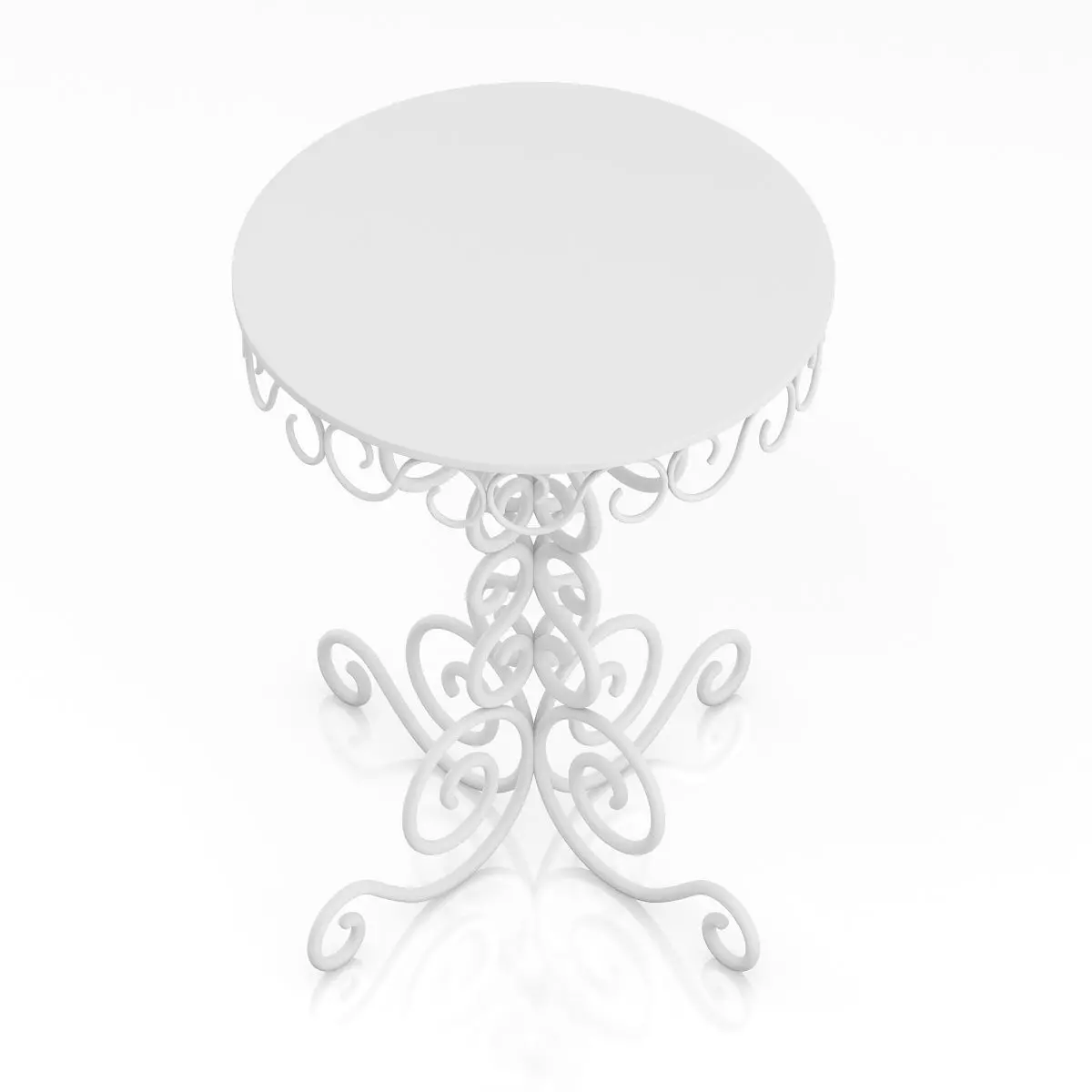 Small White Table 3D model_4