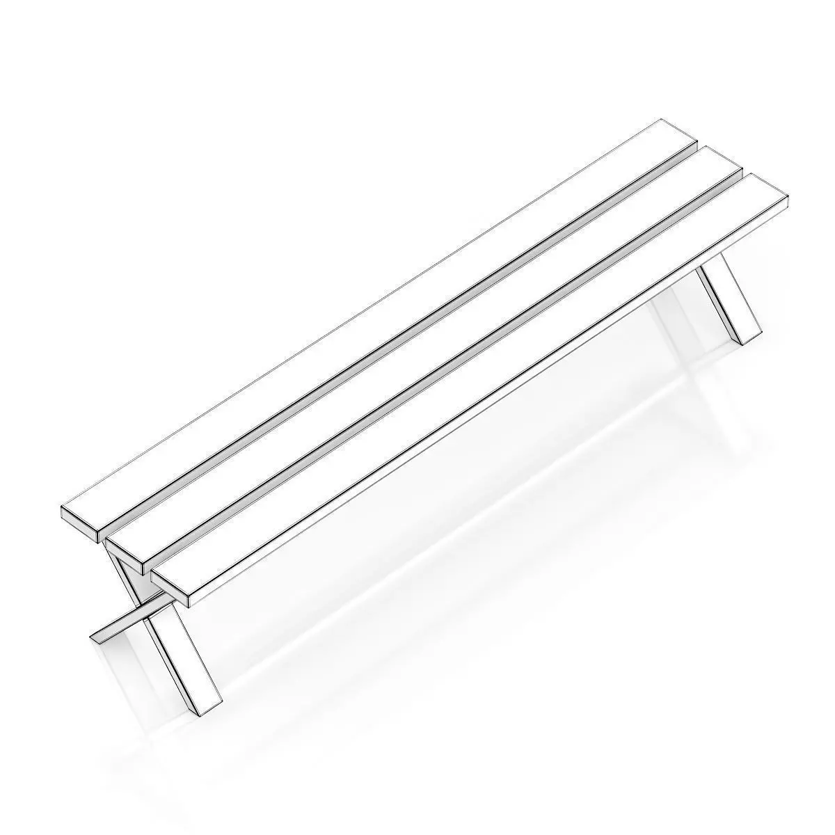 Simple Wooden Bench 3D model_5