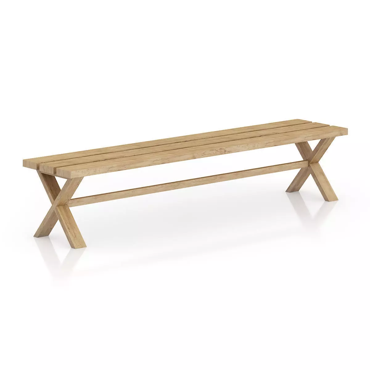Simple Wooden Bench 3D model_0