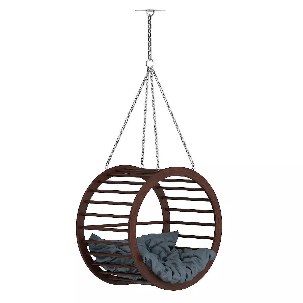 Round Wooden Swing 3D model_0