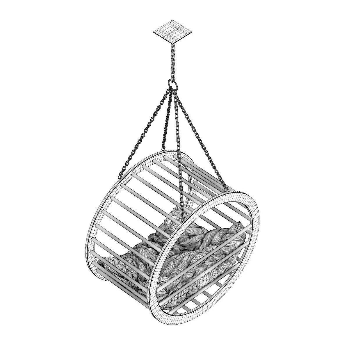 Round Wooden Swing 3D model_5