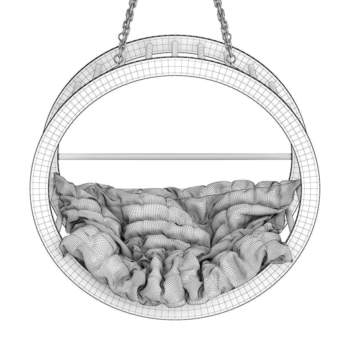 Round Wooden Swing 3D model_3