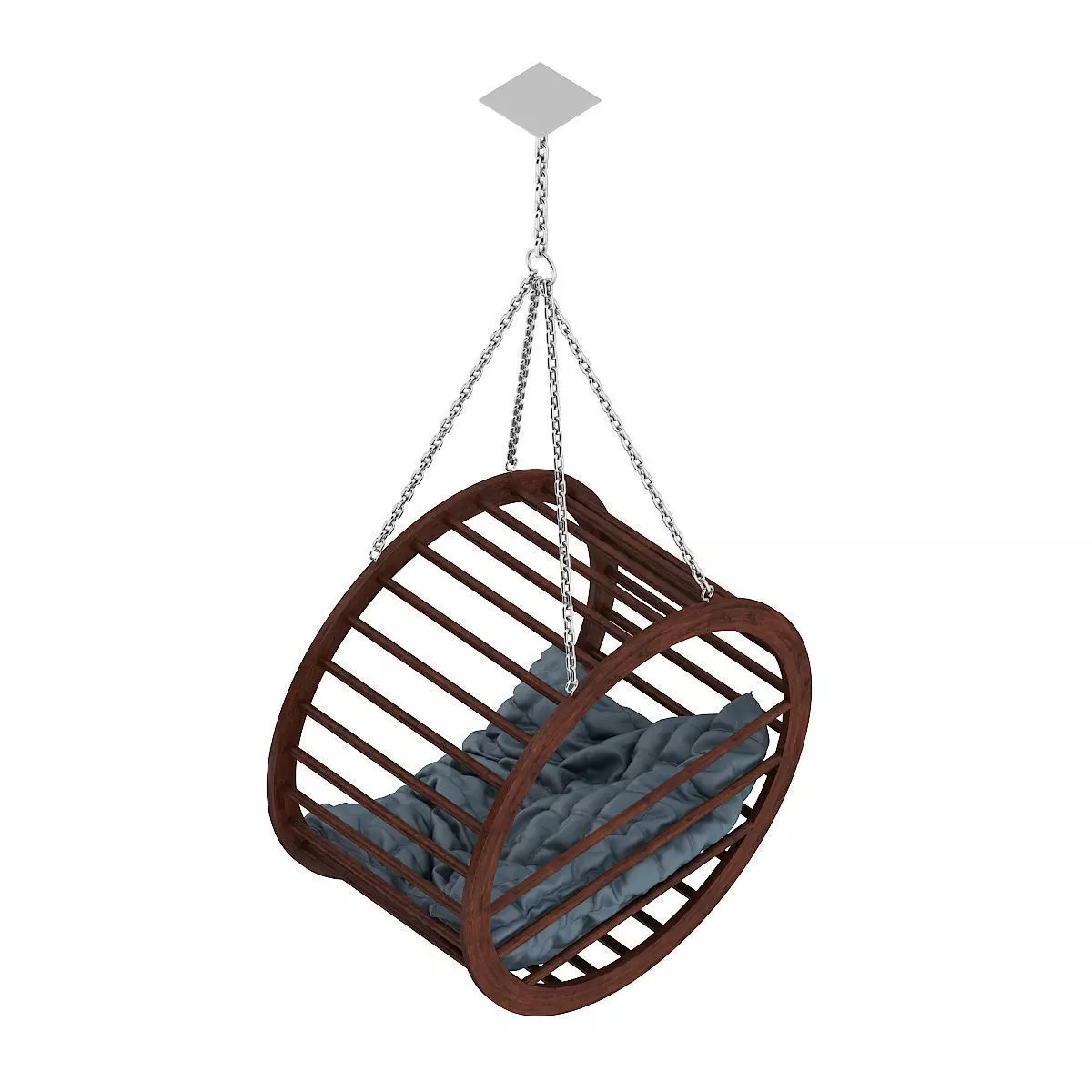 Round Wooden Swing 3D model_4