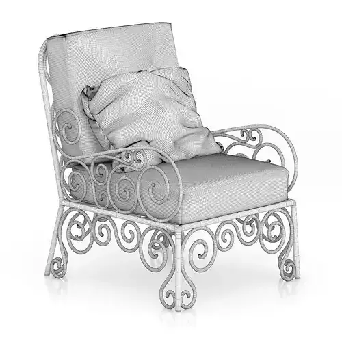 White Armchair with Cyan Pillow