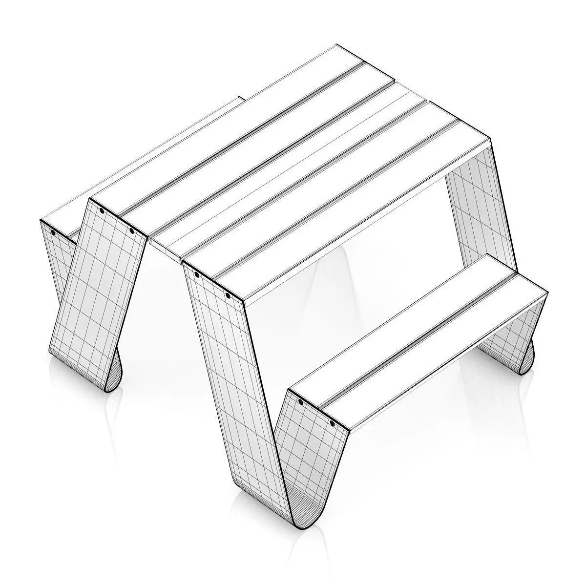 Metal Table-Bench 3D model_5