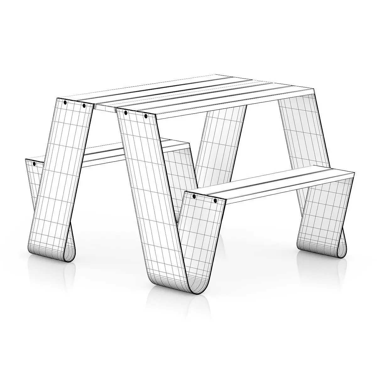 Metal Table-Bench 3D model_1