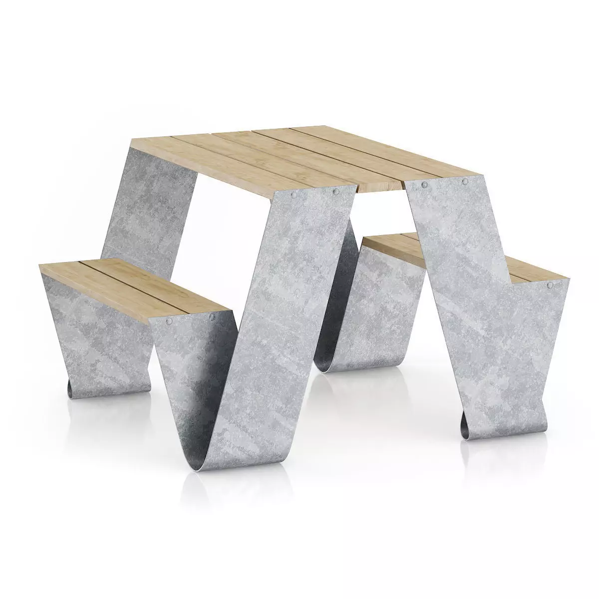 Metal Table-Bench 3D model_2