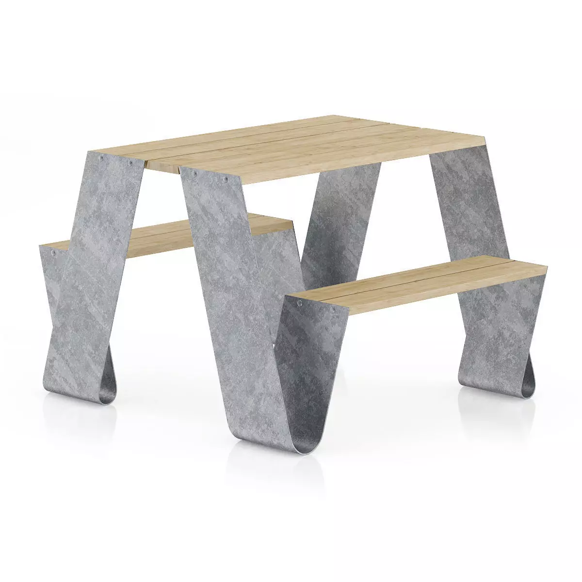 Metal Table-Bench 3D model_0