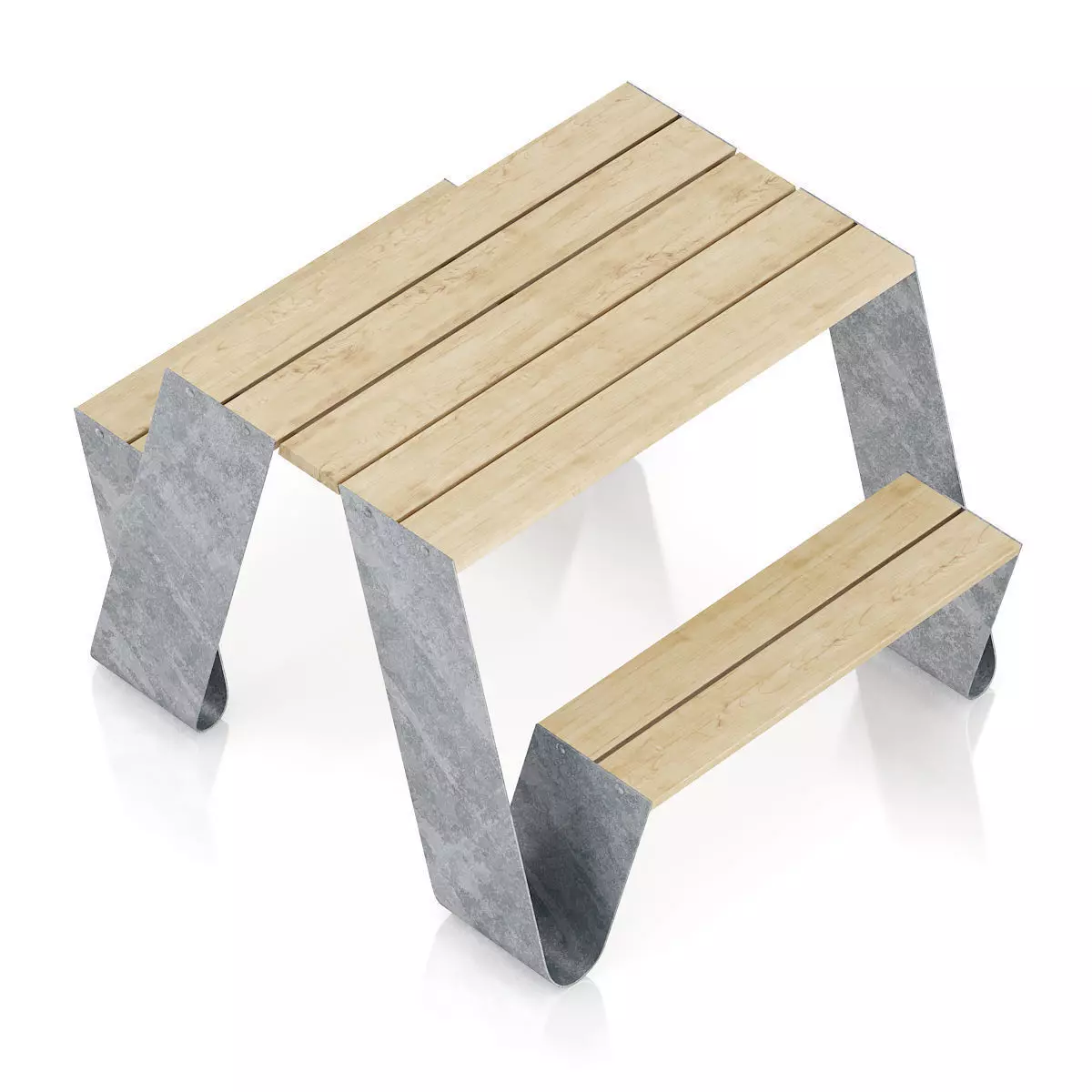 Metal Table-Bench 3D model_4