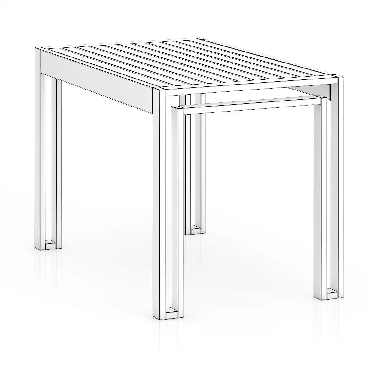 Wooden Table 3D model_3