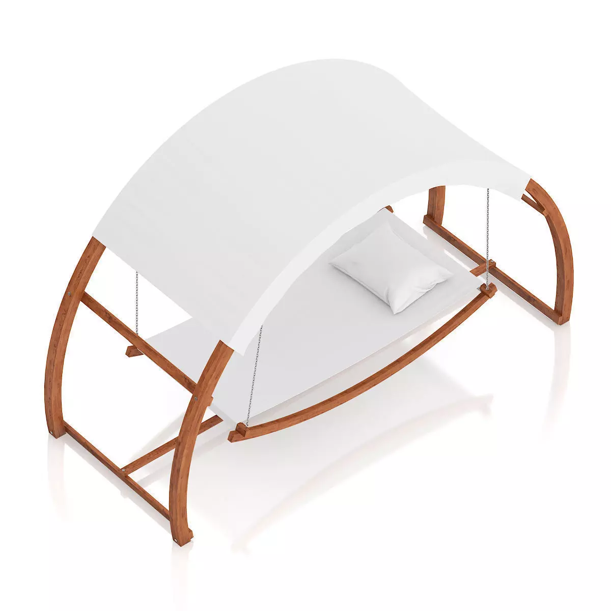 Wooden Hammock with Sunshade 3D model_4