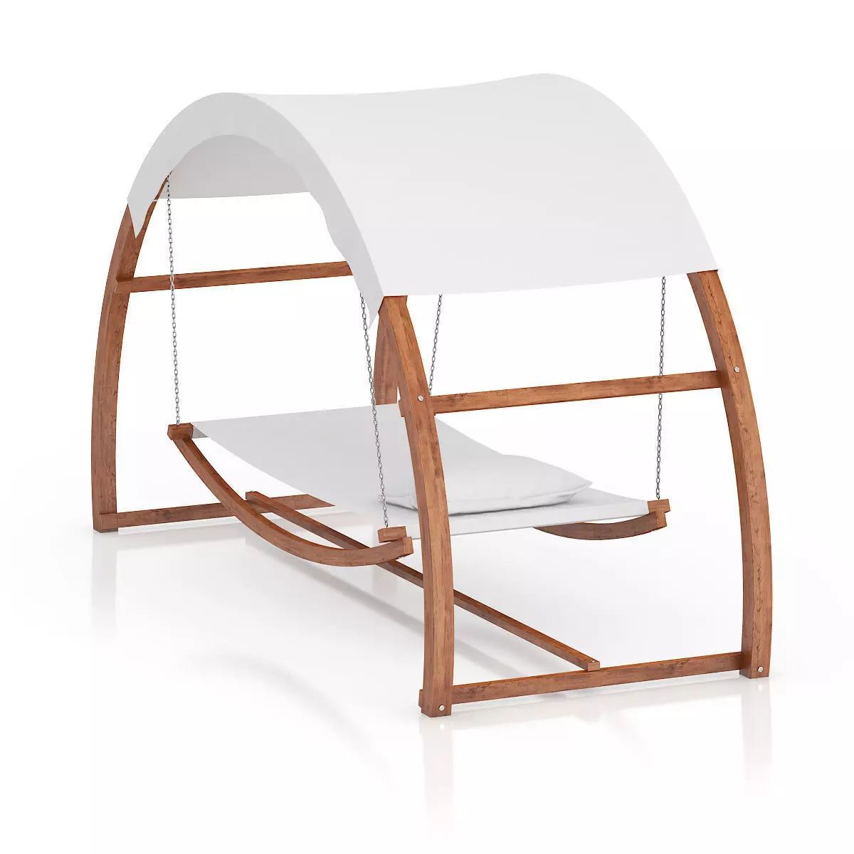 Wooden Hammock with Sunshade 3D model_2