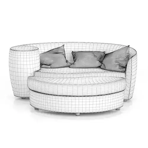 Wicker Sofa with Footrest