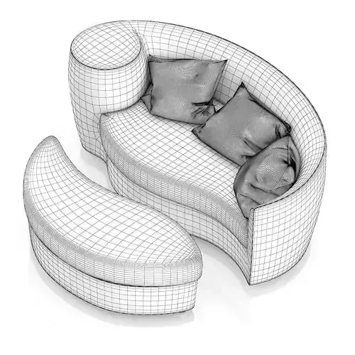 Wicker Sofa with Footrest