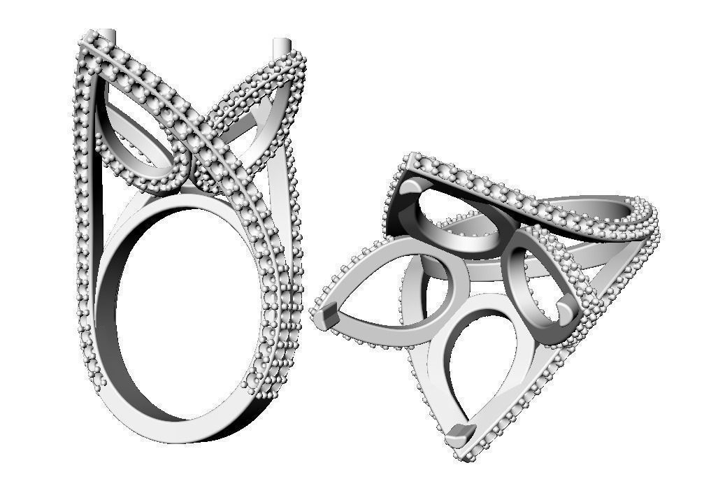 Big cushion stone ring 3D print model_9